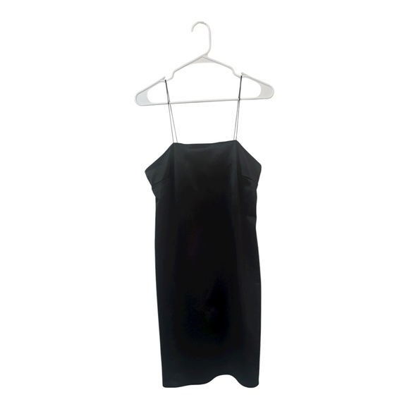 Love Tree Black Satin Mini Dress With Spaghetti Straps - 🖤 LBD Alert 🚨 - Picture 1 of 5